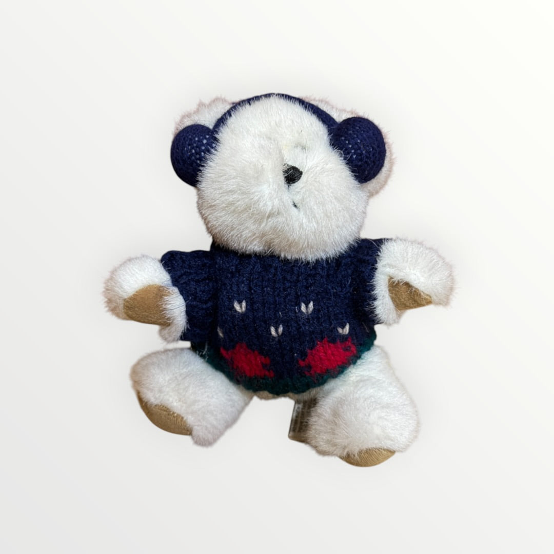 Vintage HugFun International White Teddy Bear Plush 6"H