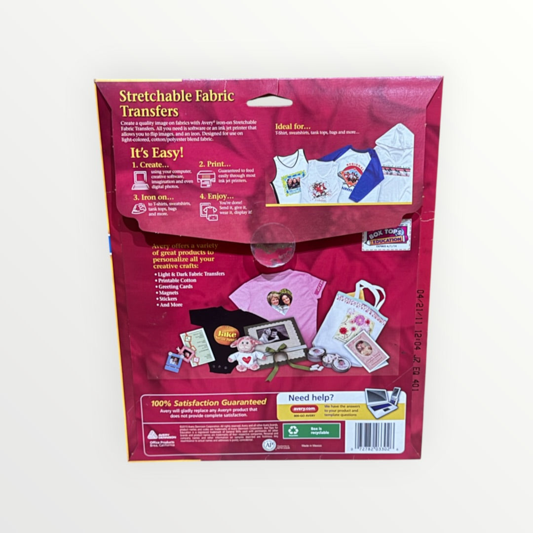 Avery 3302 Stretchable Fabric Transfers 8.5"x11"