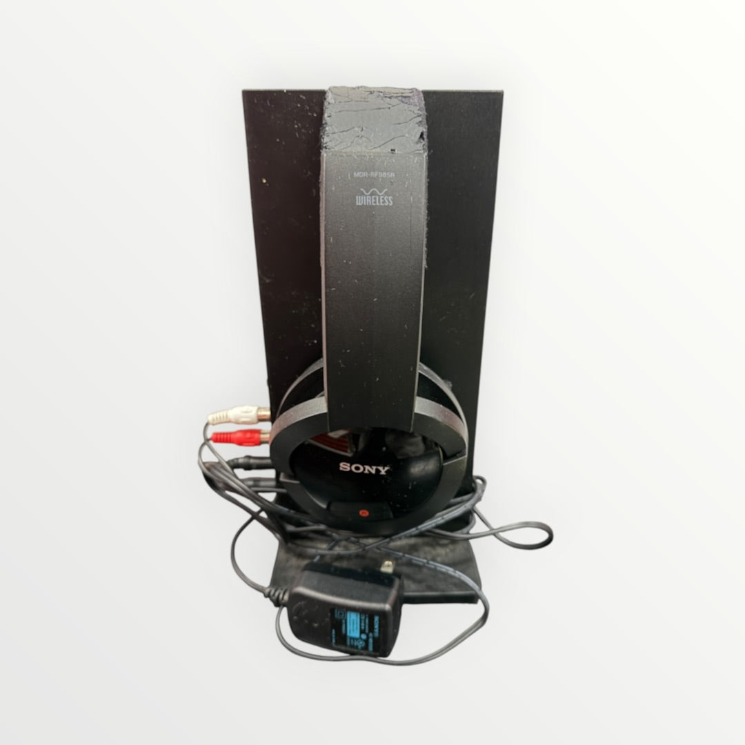 Sony MDR-RF985R Wireless Headphone System Paired with Matching Sony TMR-RF985R Wireless Transmitter and Charging Dock