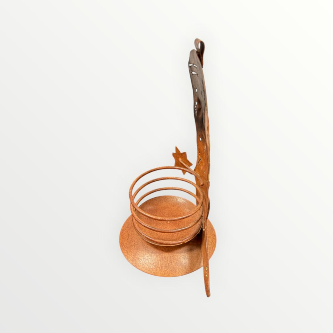 3D metal Cowboy Boot Candle Holder 6"H