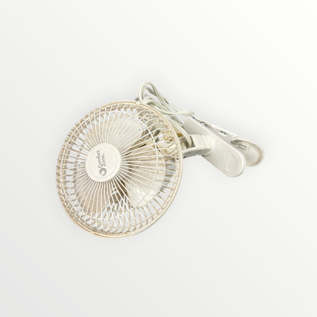 White Comfort Zone Clip-On Desk Fan 6"D