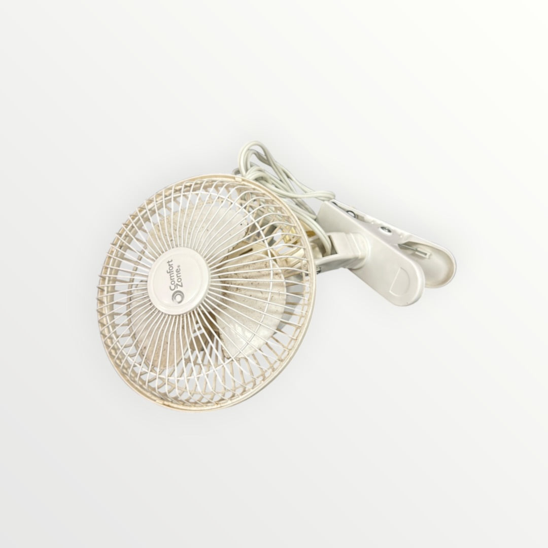 White Comfort Zone Clip-On Desk Fan 6"D