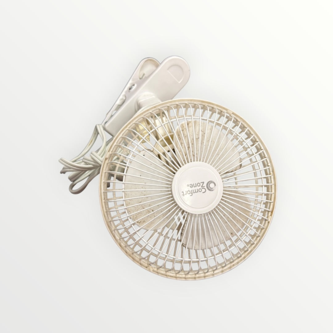 White Comfort Zone Clip-On Desk Fan 6"D