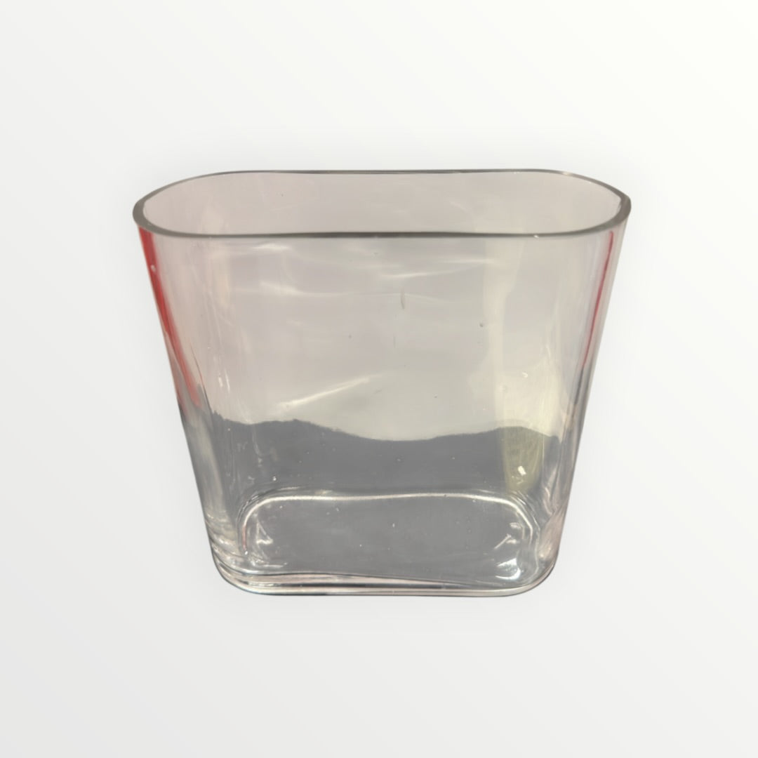 Elegant Oblong Design Clear Glass Vase for Centerpiece 7"L x 7.5"H