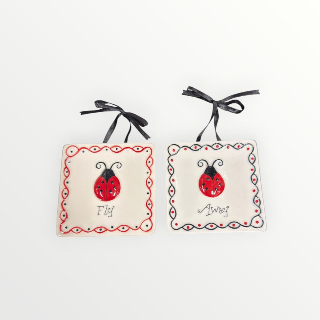 MWW Market FLY AWAY Decorative 4.5" Mini Ceramic Plates Set of 2