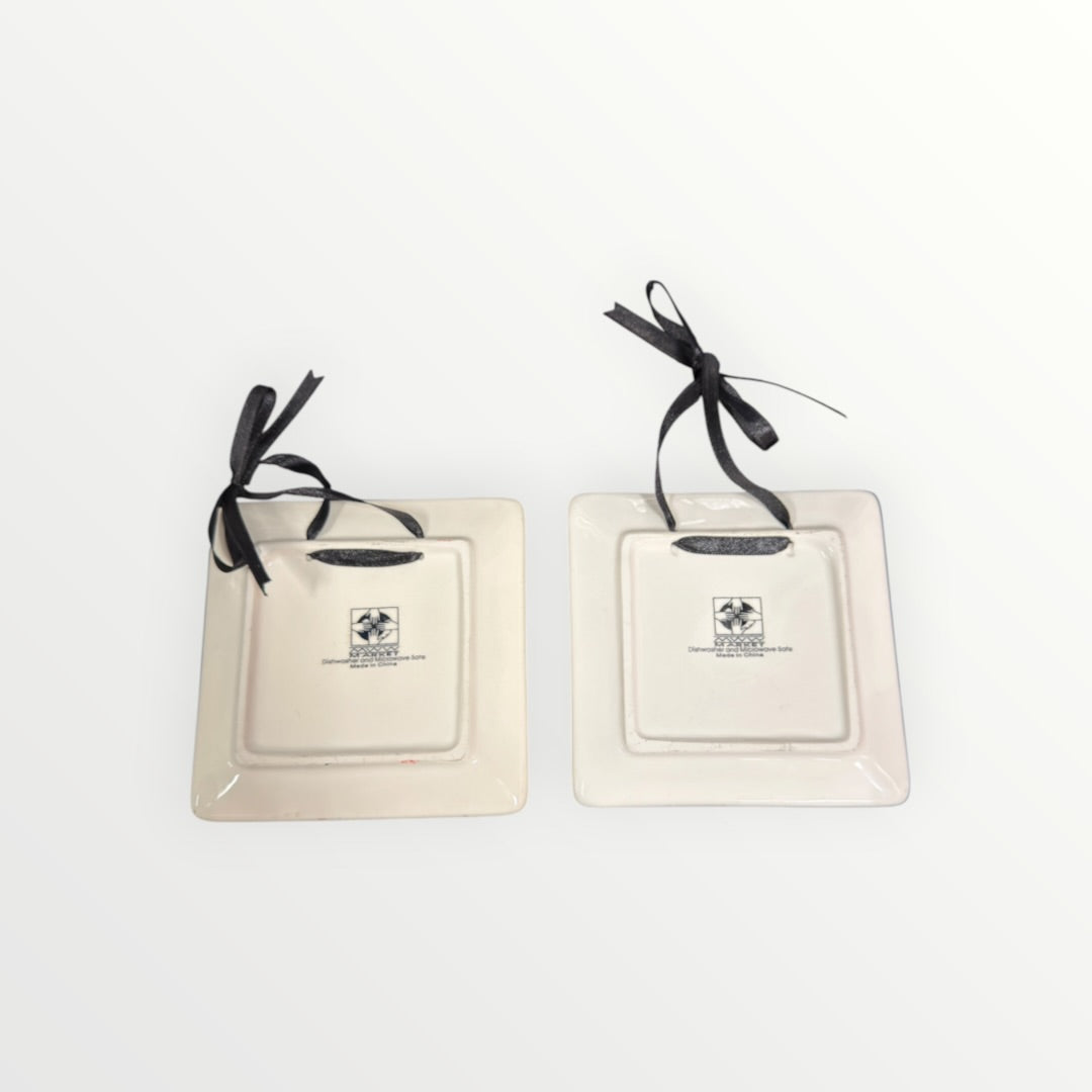 MWW Market FLY AWAY Decorative 4.5" Mini Ceramic Plates Set of 2