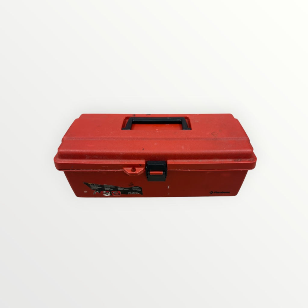Red Plastic Portable Tool Box w/black Handle & Single Front Latch