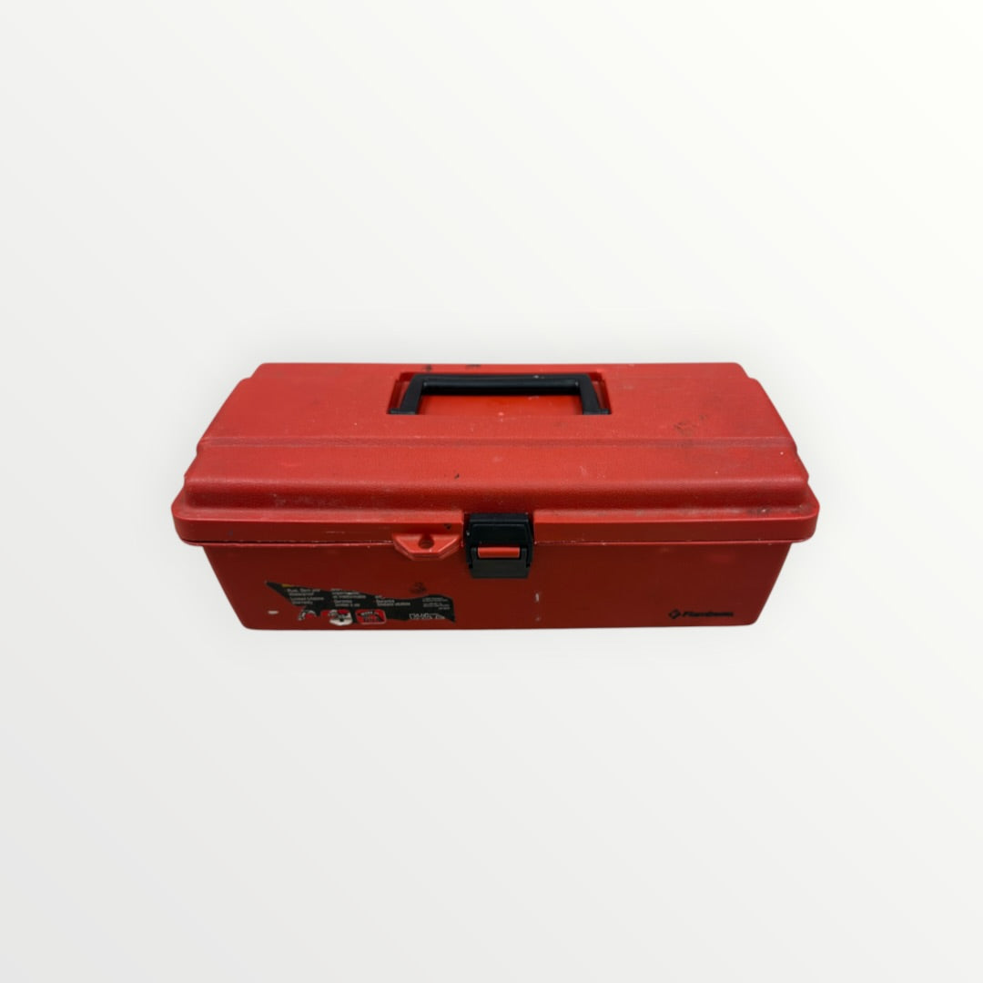 Red Plastic Portable Tool Box w/black Handle & Single Front Latch