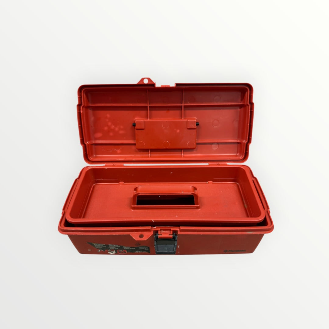 Red Plastic Portable Tool Box w/black Handle & Single Front Latch