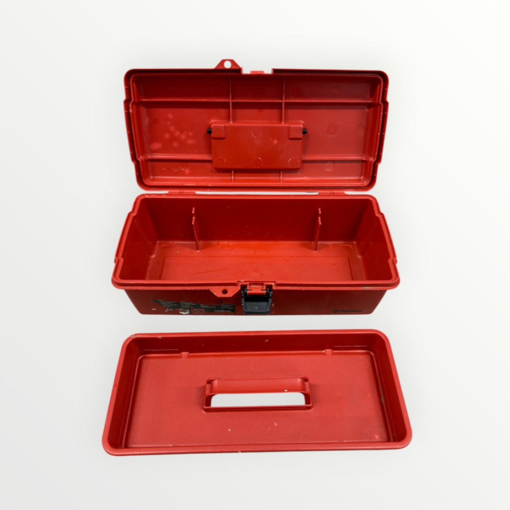 Red Plastic Portable Tool Box w/black Handle & Single Front Latch