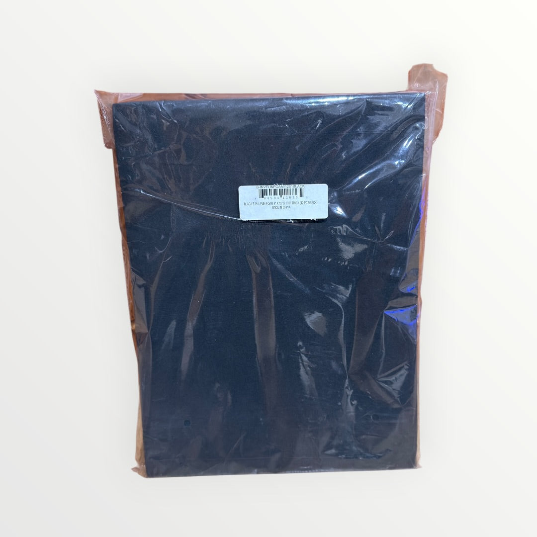 Black E.V.A. Fun Foam Sheet 9" X 12" X 1/16" Thick (12 Pcs/Pack)