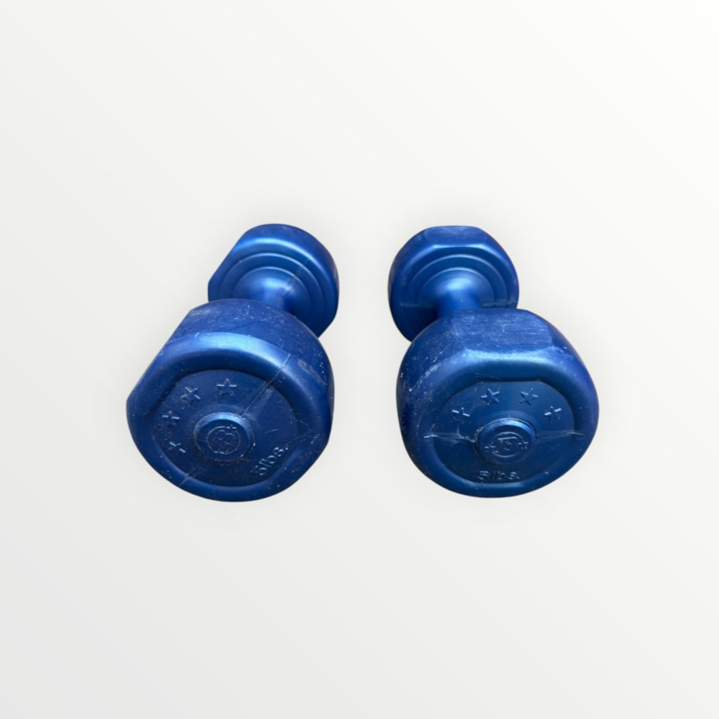 Set of 2 Blue Deluxe Vinyl Dumbbells 5LB Each