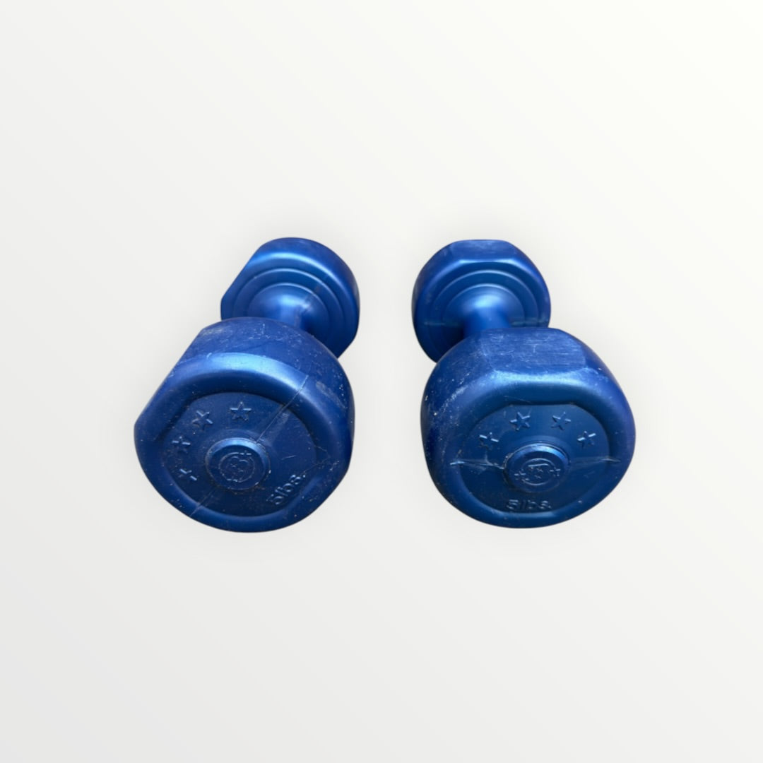 Set of 2 Blue Deluxe Vinyl Dumbbells 5LB Each