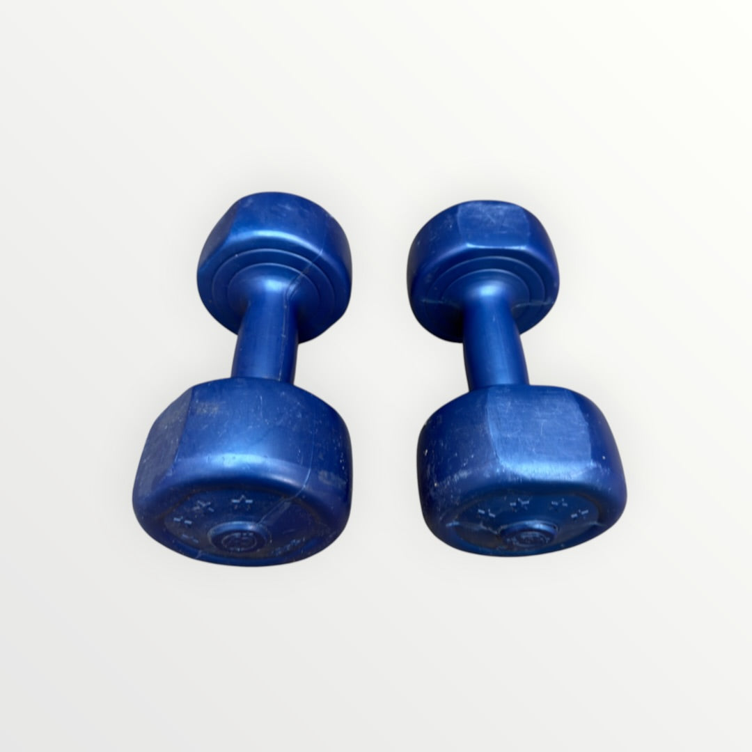 Set of 2 Blue Deluxe Vinyl Dumbbells 5LB Each