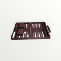 Vintage Backgammon Set In Brown Faux Leather Case 10" x 7.5" x 2"