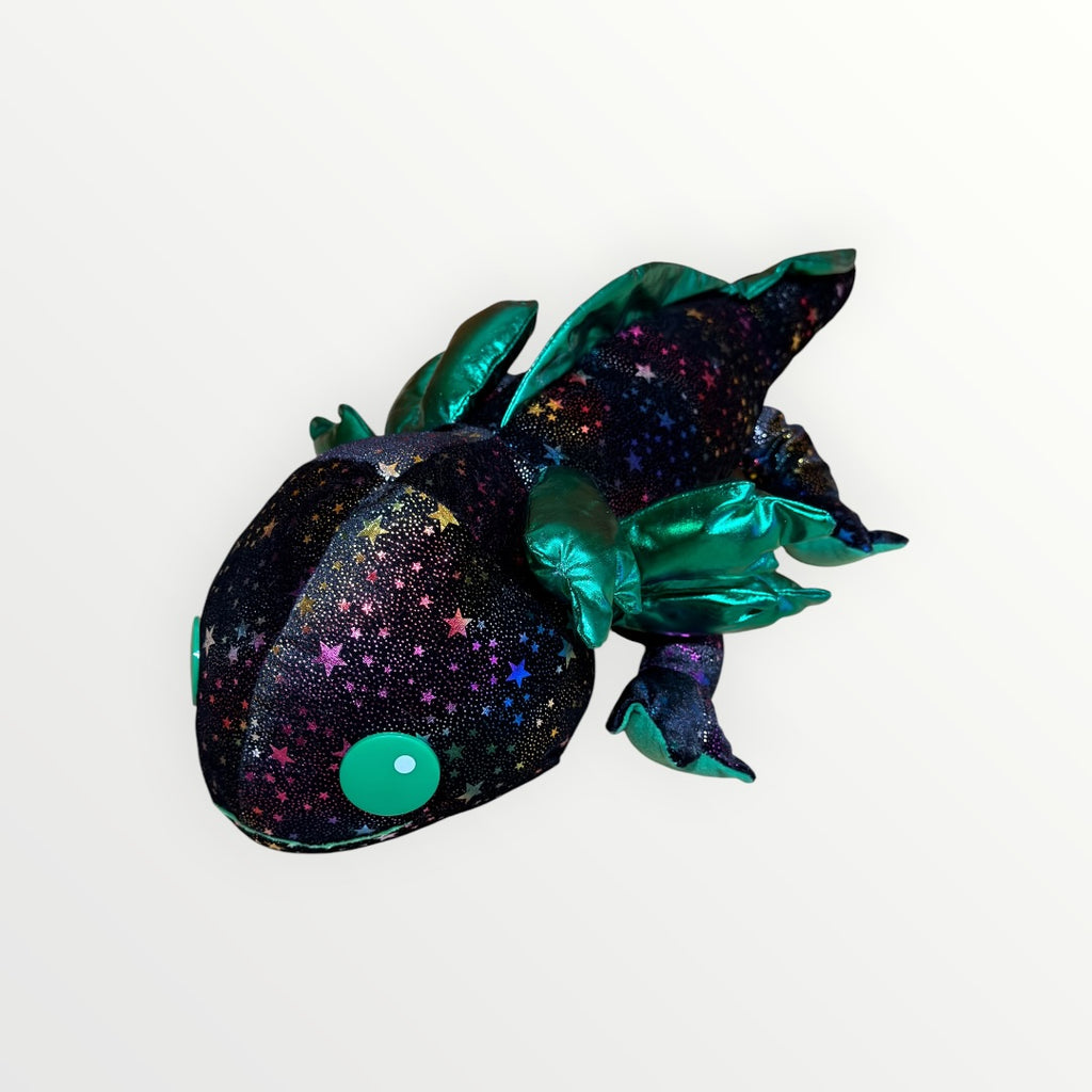 Toy Factory Galaxy Dragon 16" Metallic Black Green Plush
