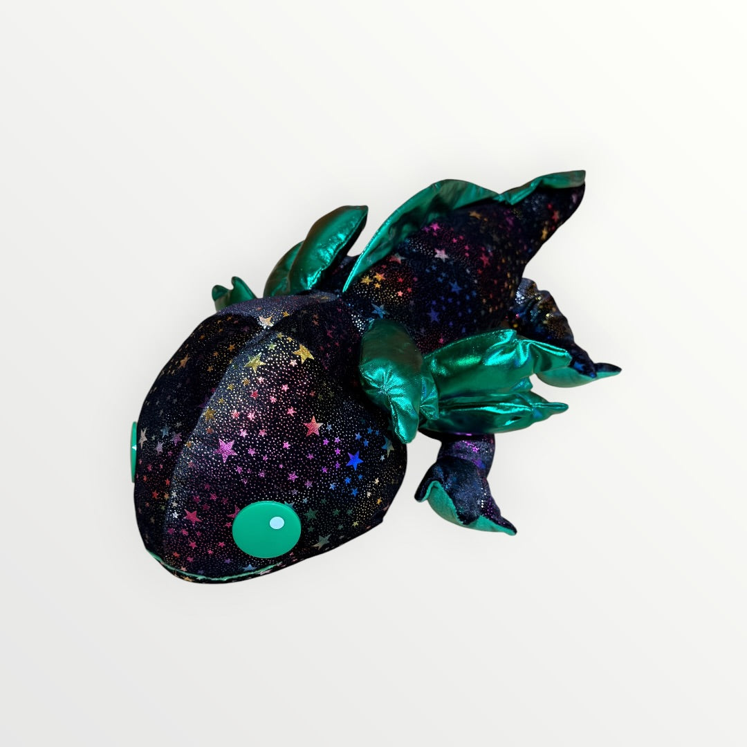 Toy Factory Galaxy Dragon 16" Metallic Black Green Plush