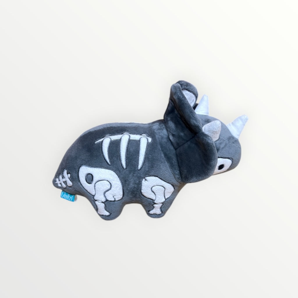 Bellzi Fossil Seri Black Glow in the Dark Triceratops Plush 13"x5"x7"