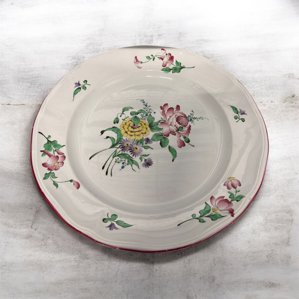 LUNEVILLE Antique Round Hand Painted Serving Platter 15"D