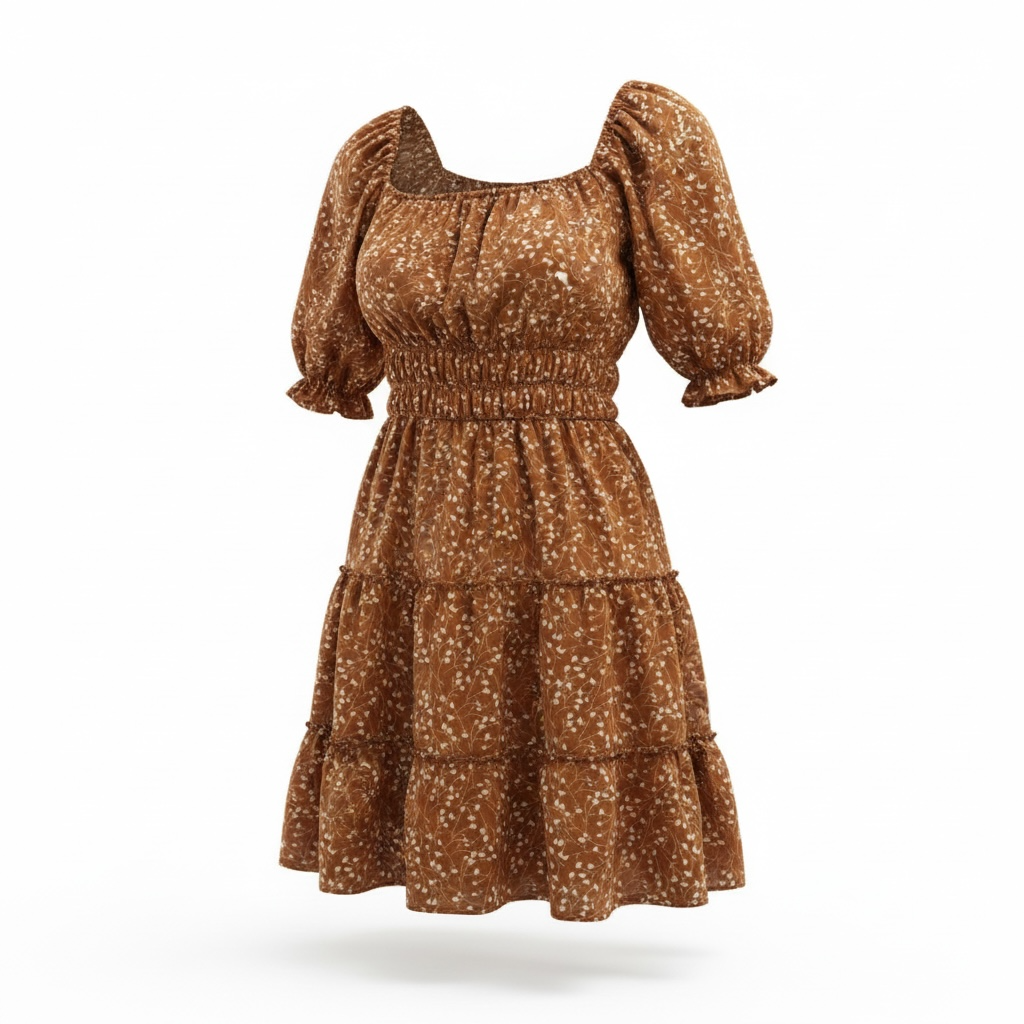 Trixxi Floral Dress with Puff Sleeves Size: M