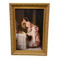 Vintage Classic Professional Wood Framed Wall Art "The Chamber Maid" by Joseph Caraud
