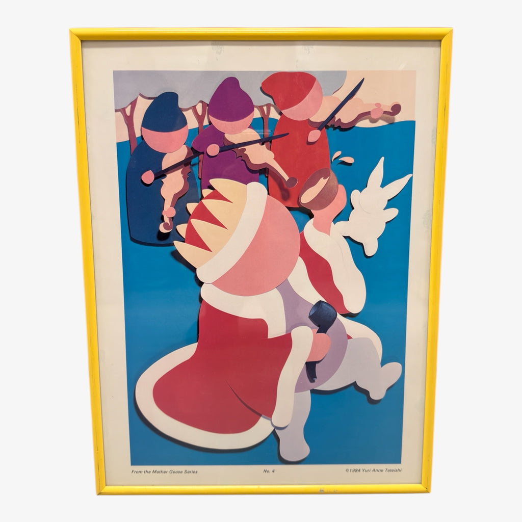 Vintage Professional Framed Art Work " Mother Goose Series No. 4" by Yuri Anne Tateishi