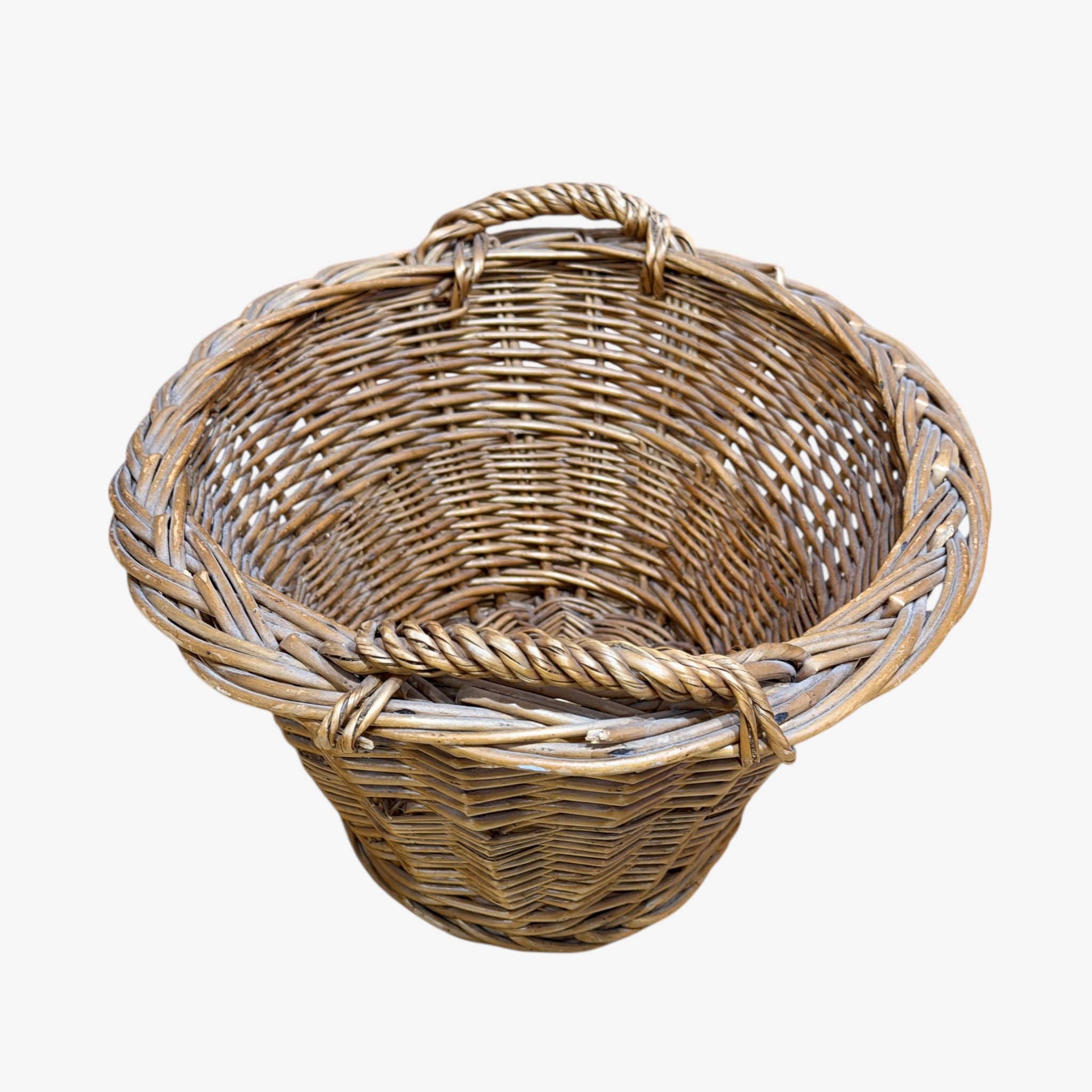 Vintage Wicker Basket w/Handles 15"