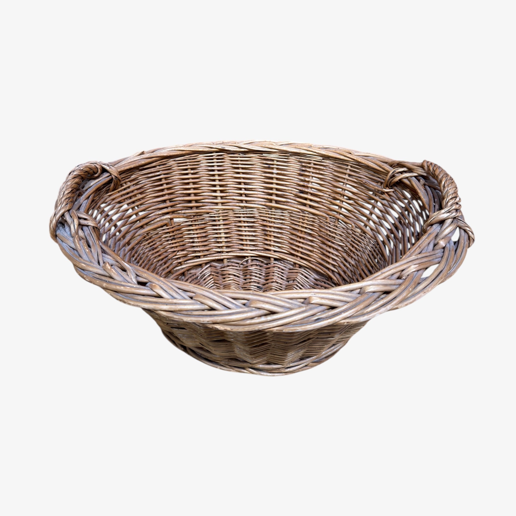 Vintage Wicker Basket w/Handles 15"