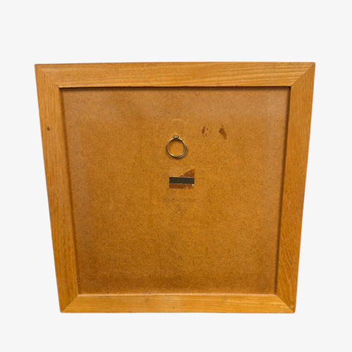 1982 Vintage "Cat In Brown Paper Bag" Framed Ceramic Tile Wall Hanging by Lowell Herrero