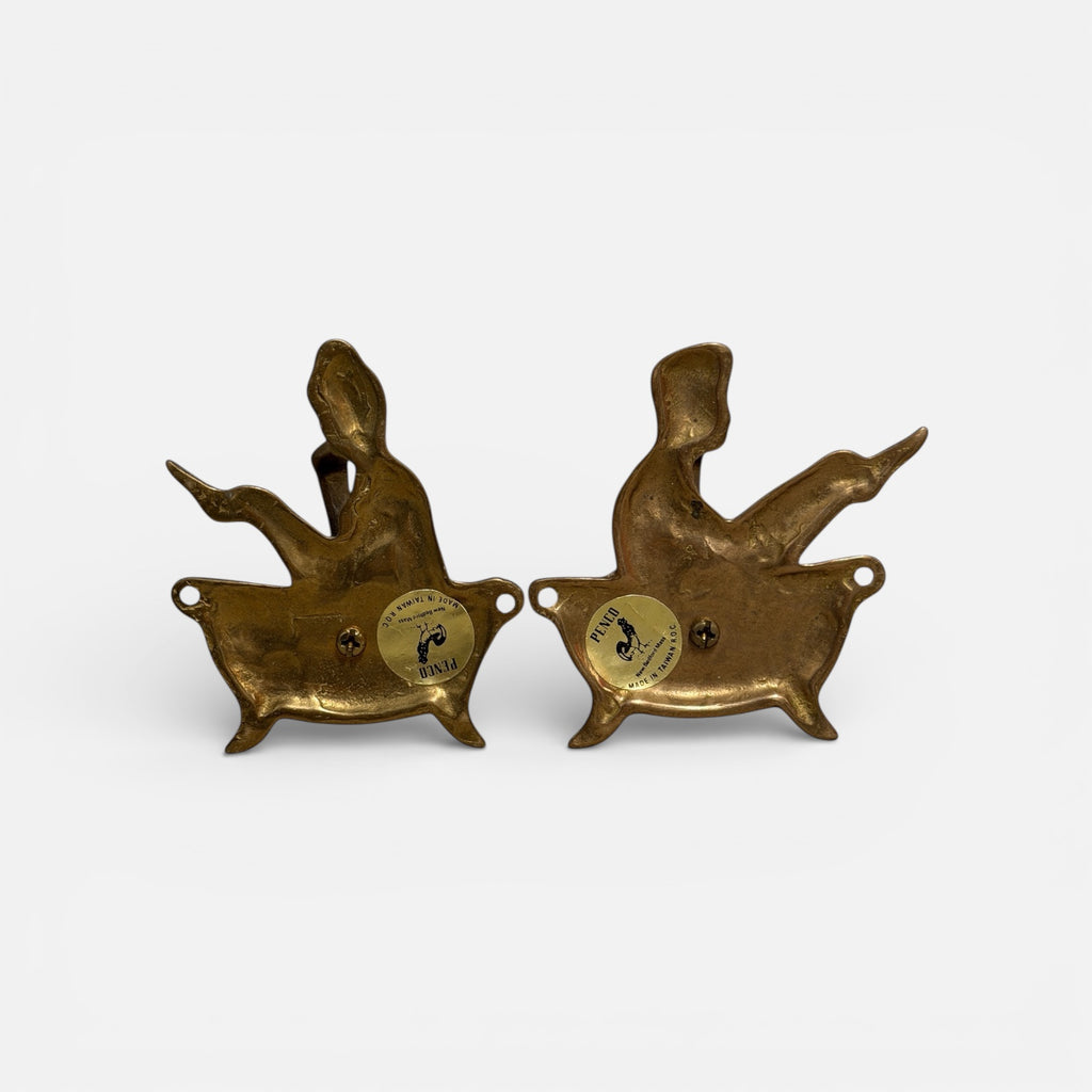 Vintage Solid Brass Mr. & Mrs. in Tub Bathroom Plaque Door Wall Hangers