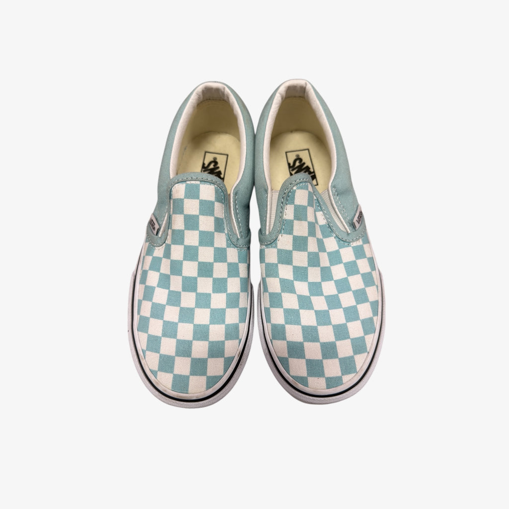Kids Vans Classic Slip-On shoes in the "Aqua Haze Checkerboard" Size: 3