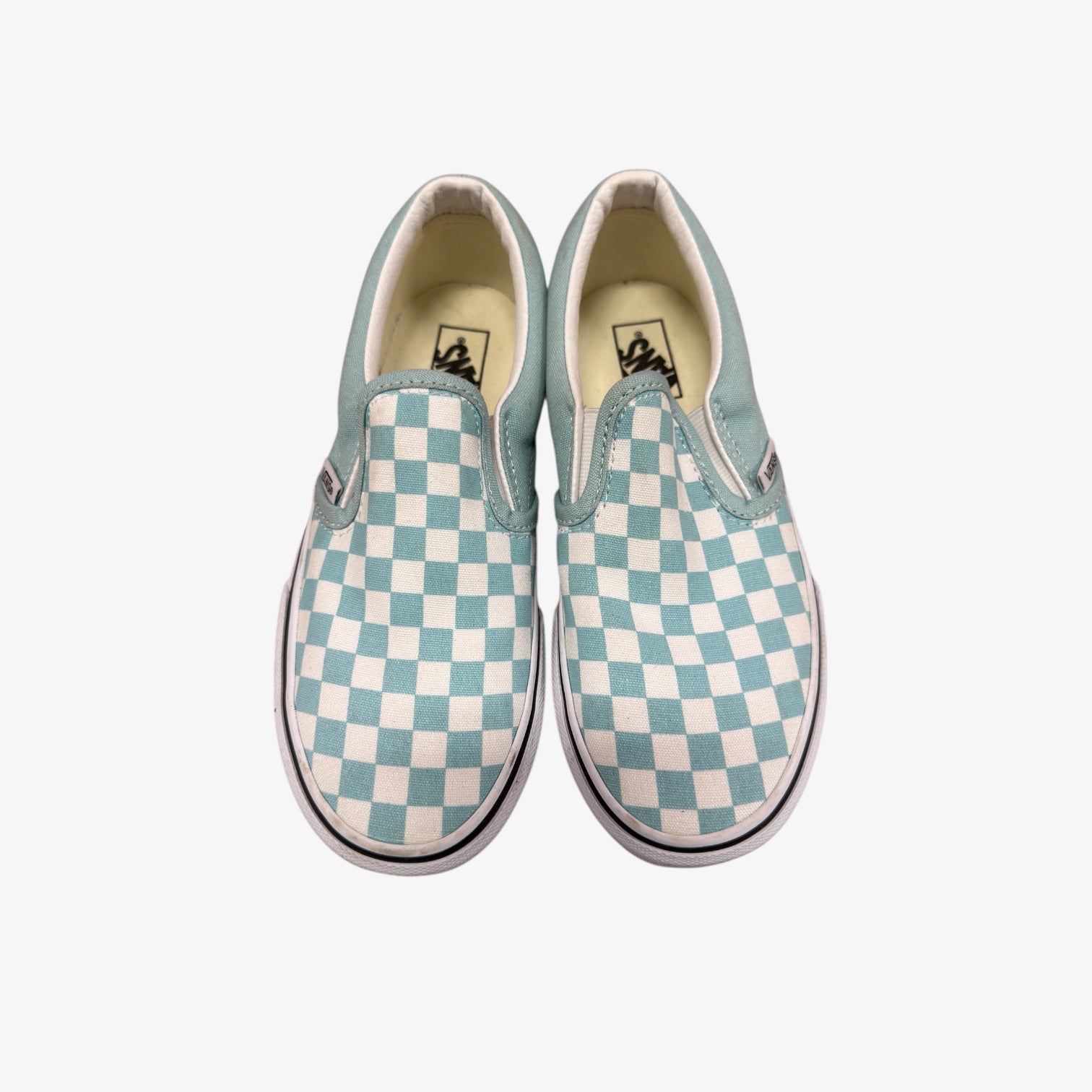 Kids Vans Classic Slip-On shoes in the "Aqua Haze Checkerboard" Size: 3
