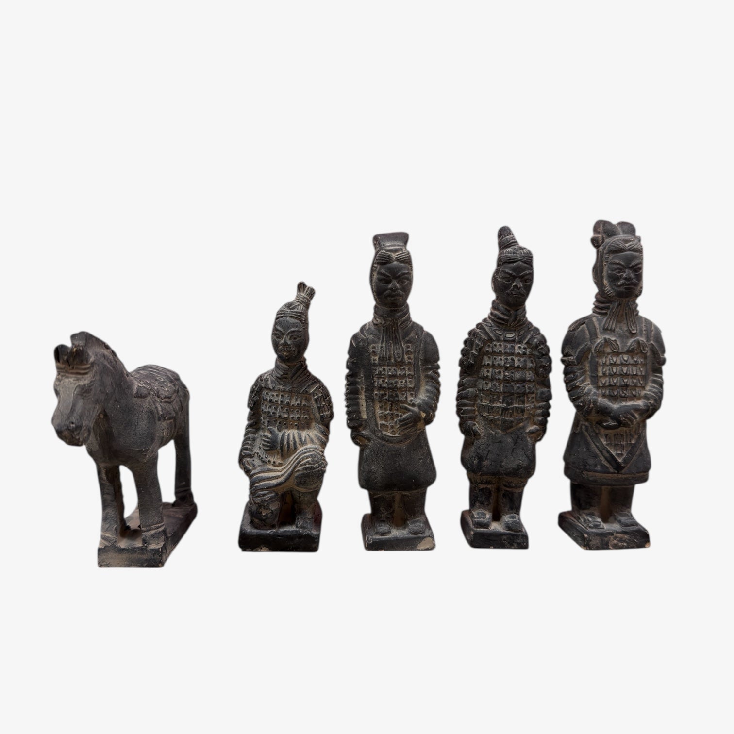 Set of 5 Chinese Shi Huangdi Terracotta Warrior Figurines 5"