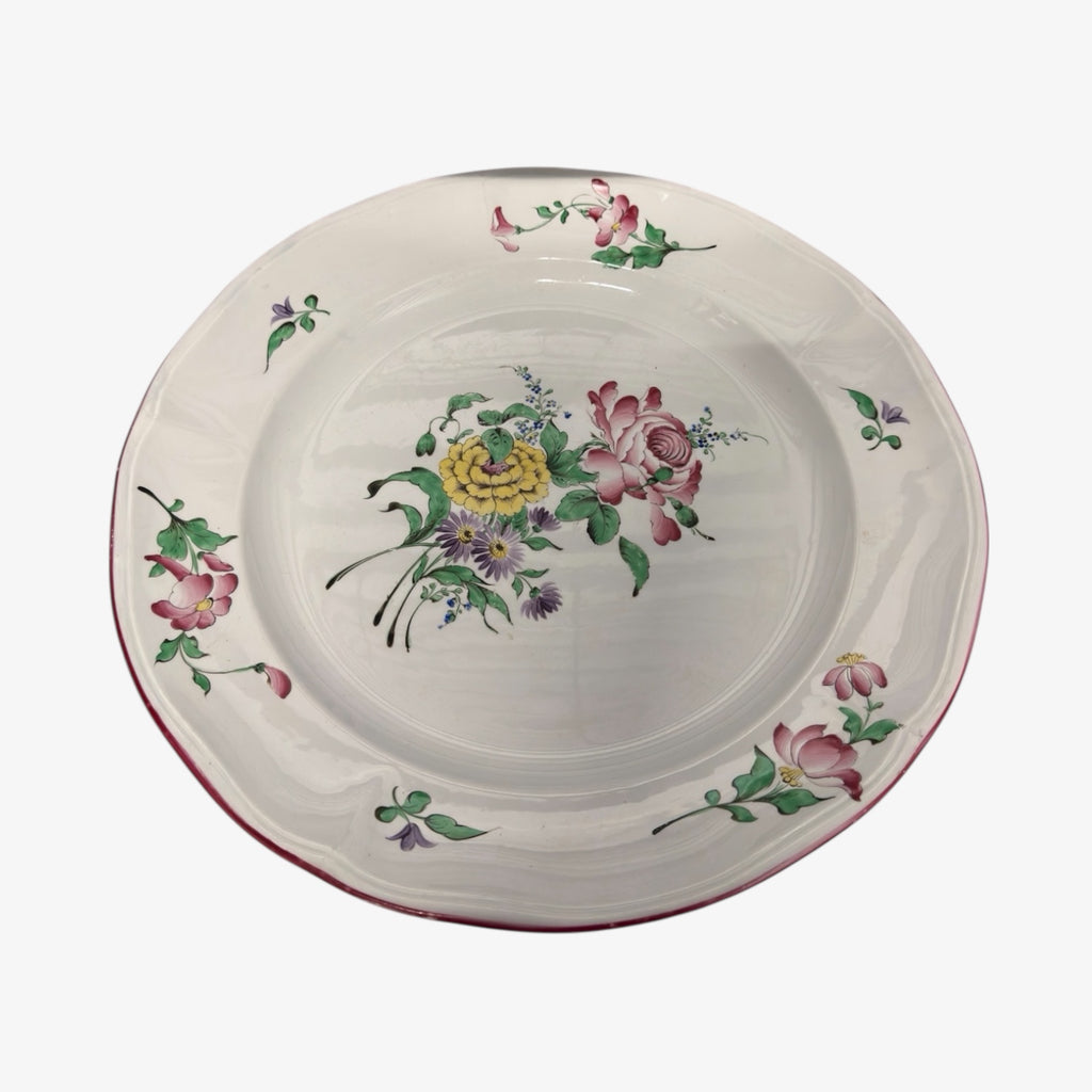 LUNEVILLE Antique Round Hand Painted Serving Platter 15"D