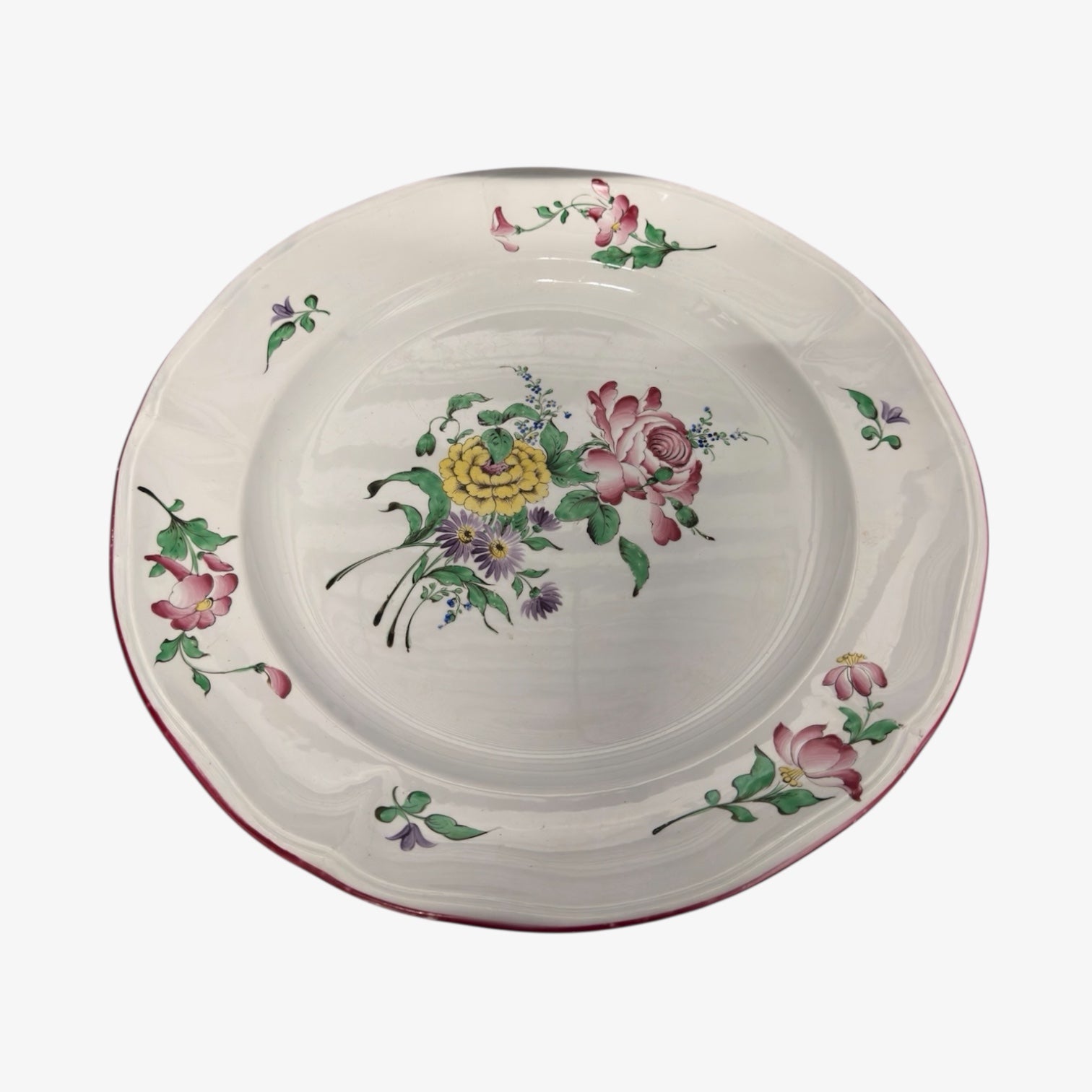 LUNEVILLE Antique Round Hand Painted Serving Platter 15"D