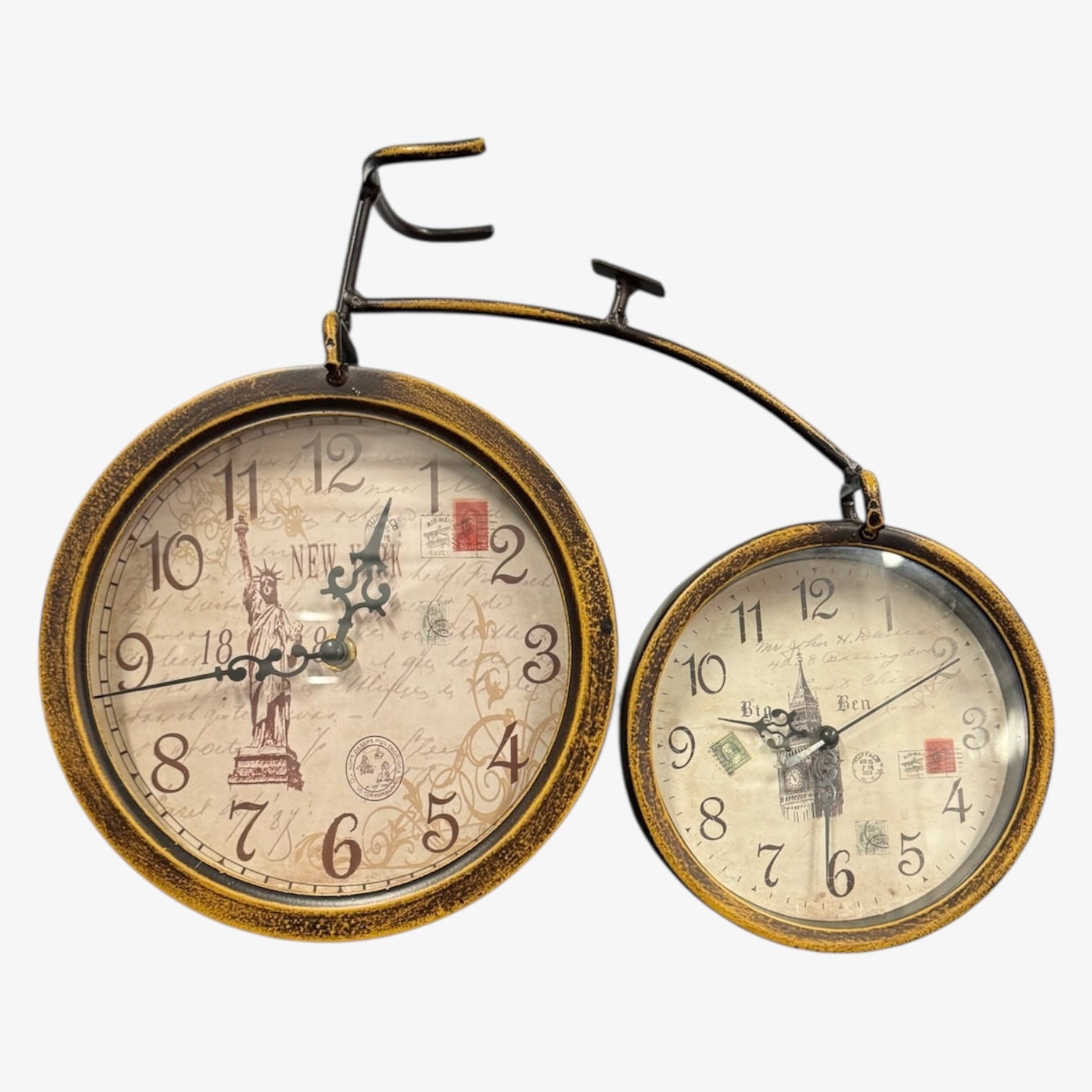 Vintage Retro-Style Double-Sided Bicycle-Shaped Metal Table Clock