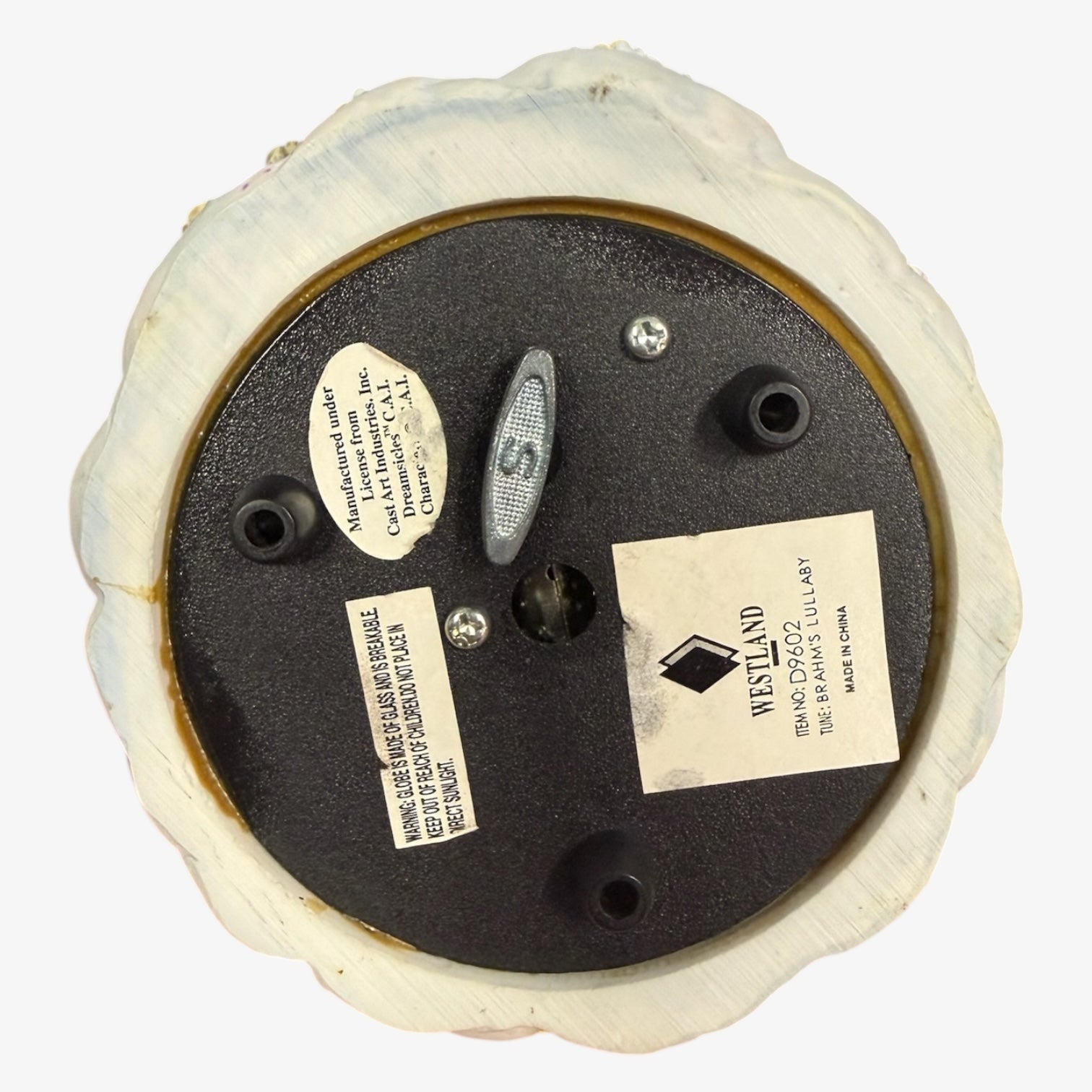 Westland "Cherub with Bear and Puppy" Musical Water Globe 6.5"H