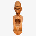 Vintage Hand-Carved African Folk Art Wooden Figure "Men Playing a Drum" 6"H