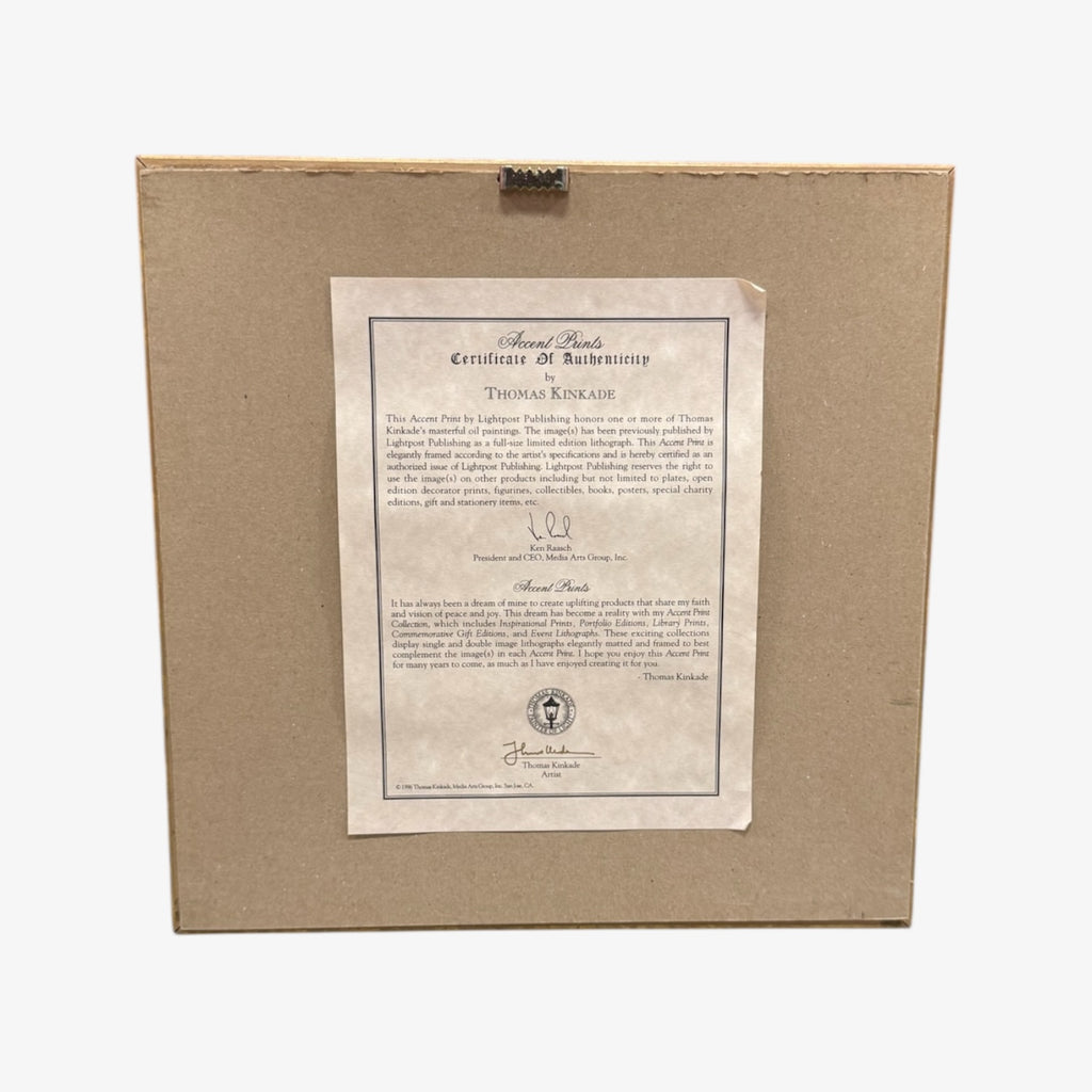 Vintage Framed & Signed Thomas Kinkade "Simpler Times Are Better Times" Print w/Cert. of Authenticity