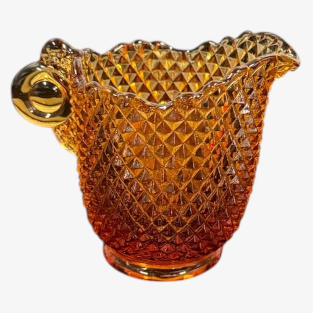 Vintage Amber Hobnail Creamer 3"H
