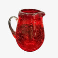 Vintage Hand-Blown Red Crackle Glass Mini Pitcher 4"H