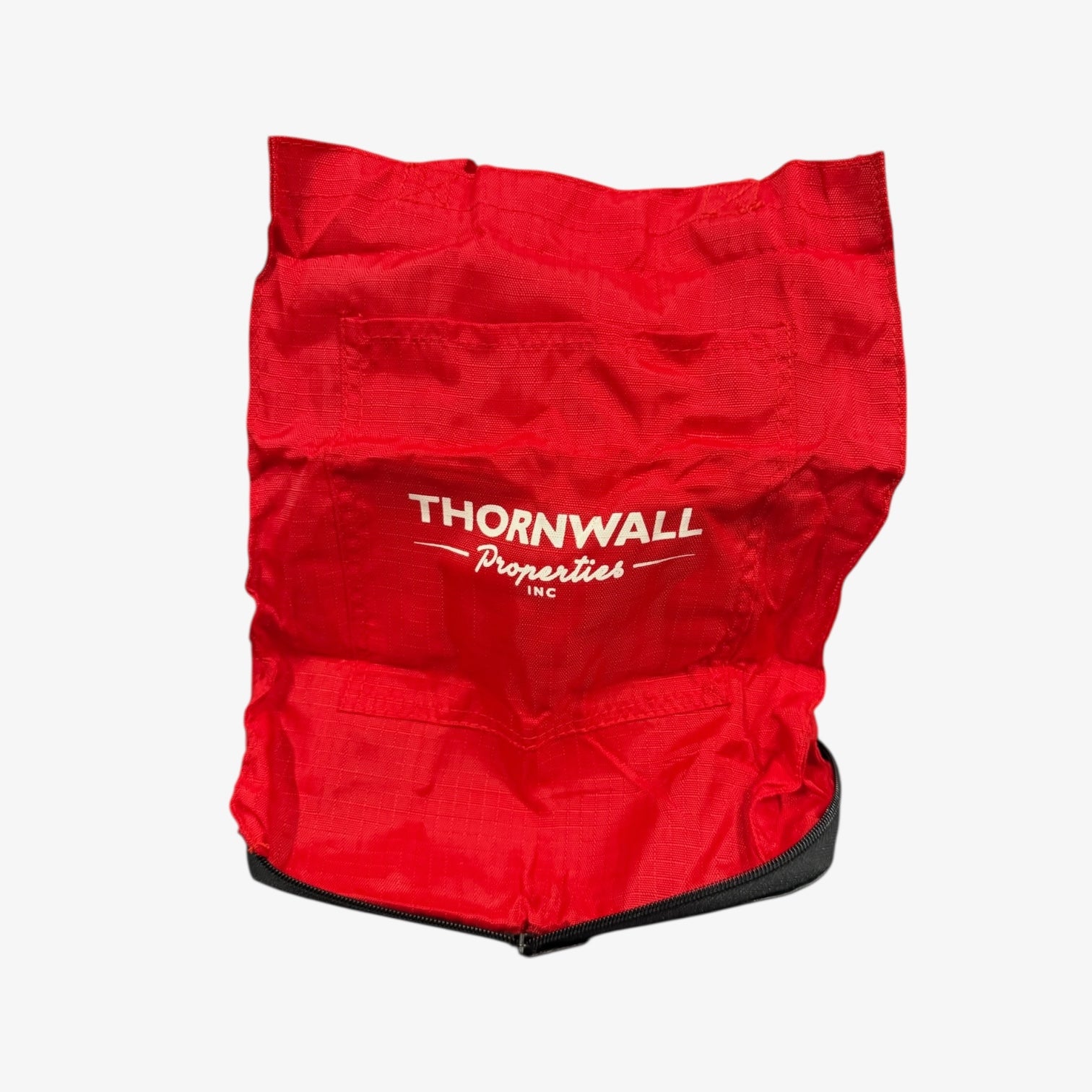 Thornwall Property Inc. Black Leather Zip Wallet w/Attached Red Reusable Tote Bag