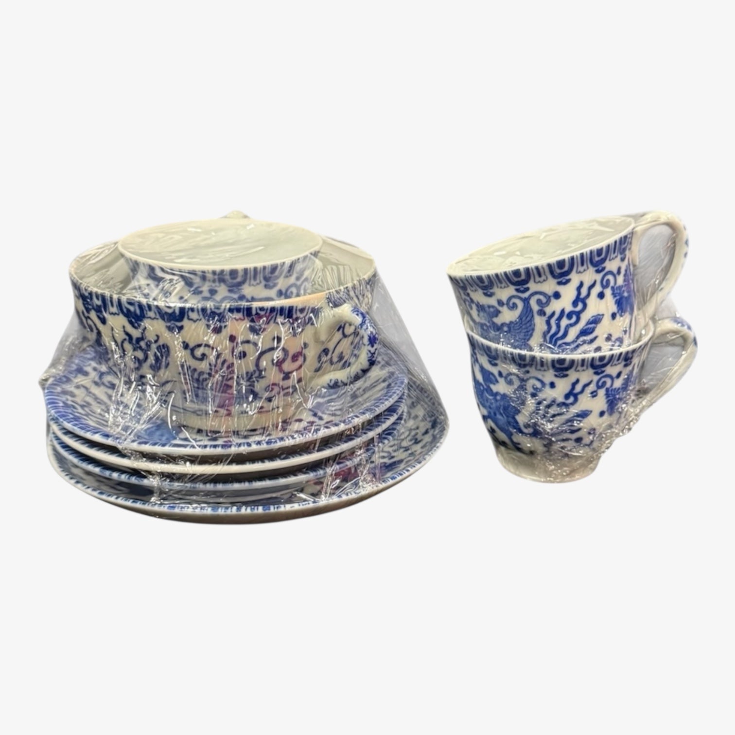 Assorted Vintage Blue & White Teacups and Saucers Fine Bone China