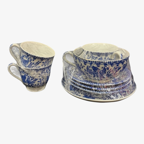 Assorted Vintage Blue & White Teacups and Saucers Fine Bone China