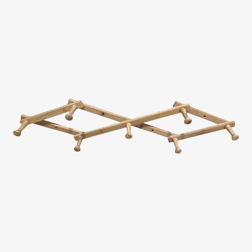 Expandable Wooden Zigzag Wall Hanger with 7 Hooks