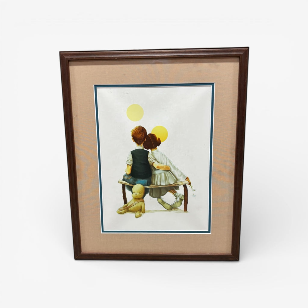 Professional Framed Wall Art Norman Rockwell's "Young Spooners" 1926 Print