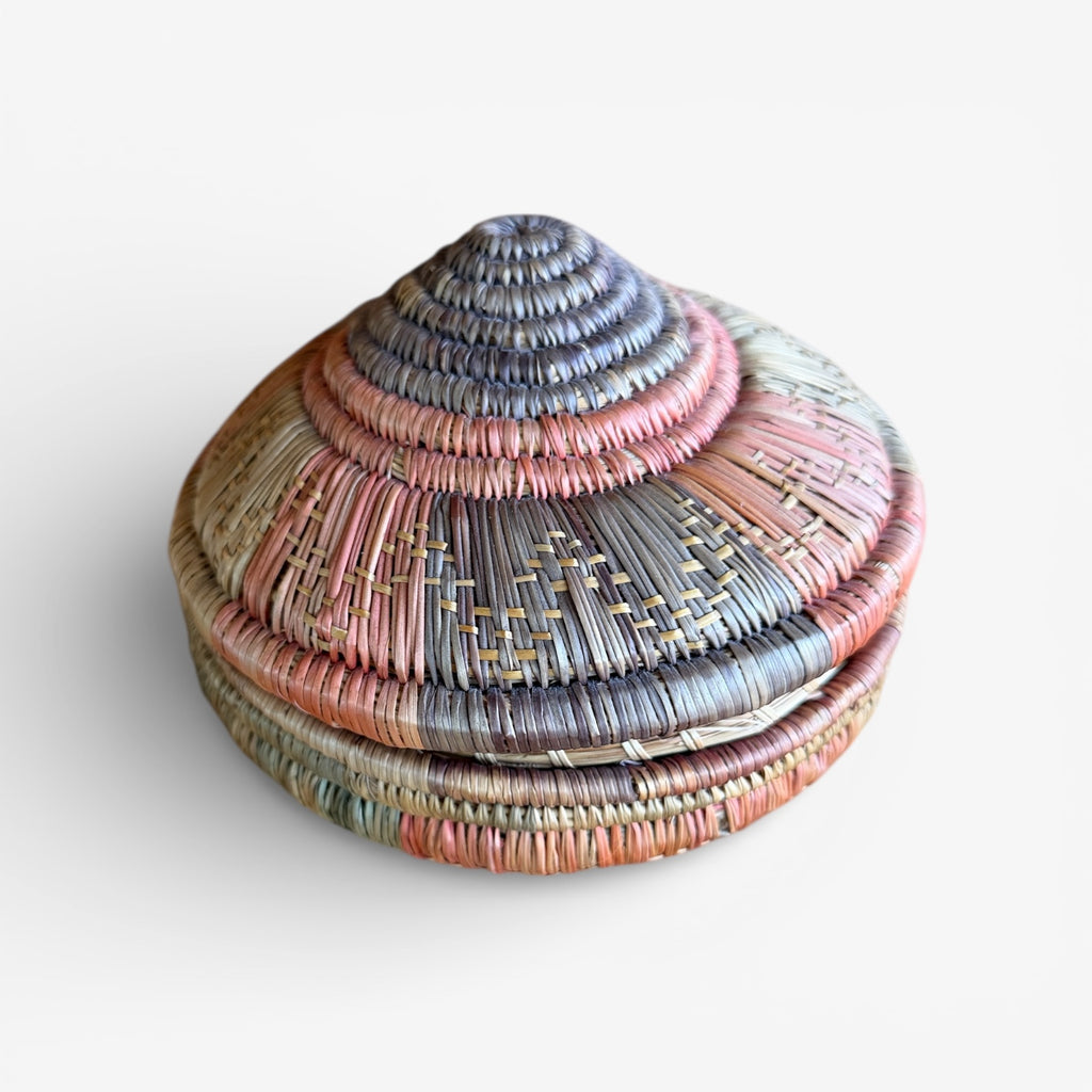 Vintage Hand Woven Ethiopian Basket w/Lid