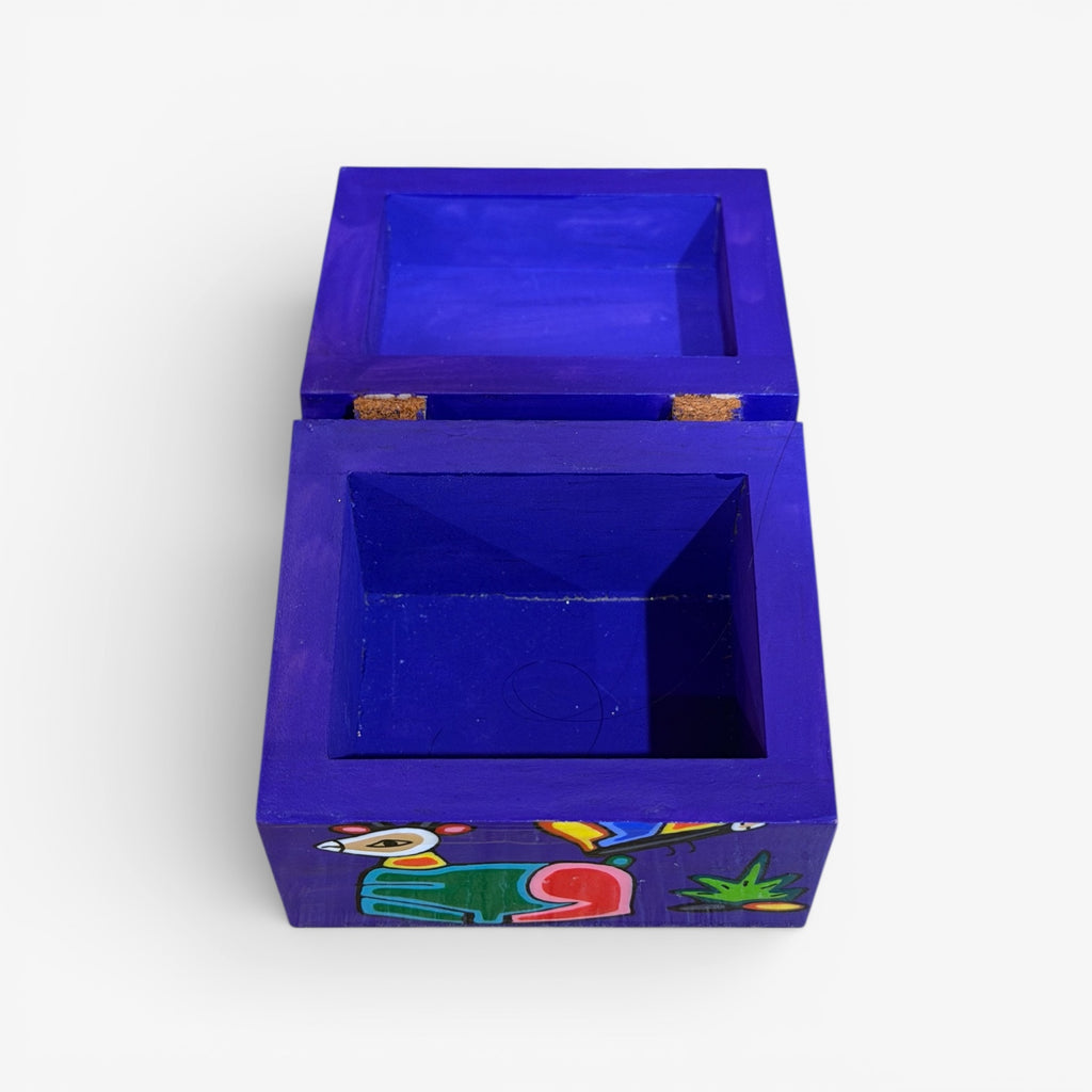 Vintage El Salvador Hand Painted Wooden Trinket Box, Hinged