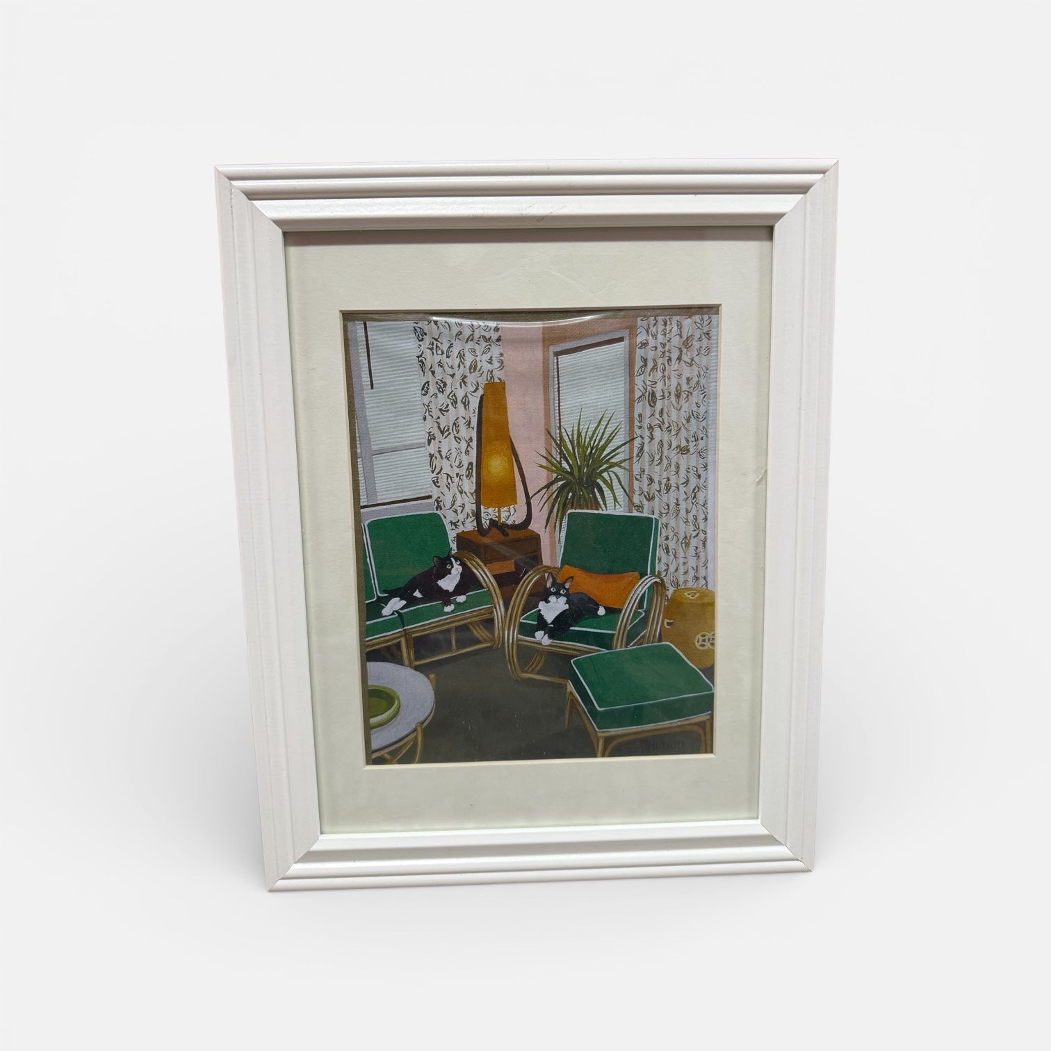 Framed Wall Art "Two Tuxedo Cats" by Linda Tillan