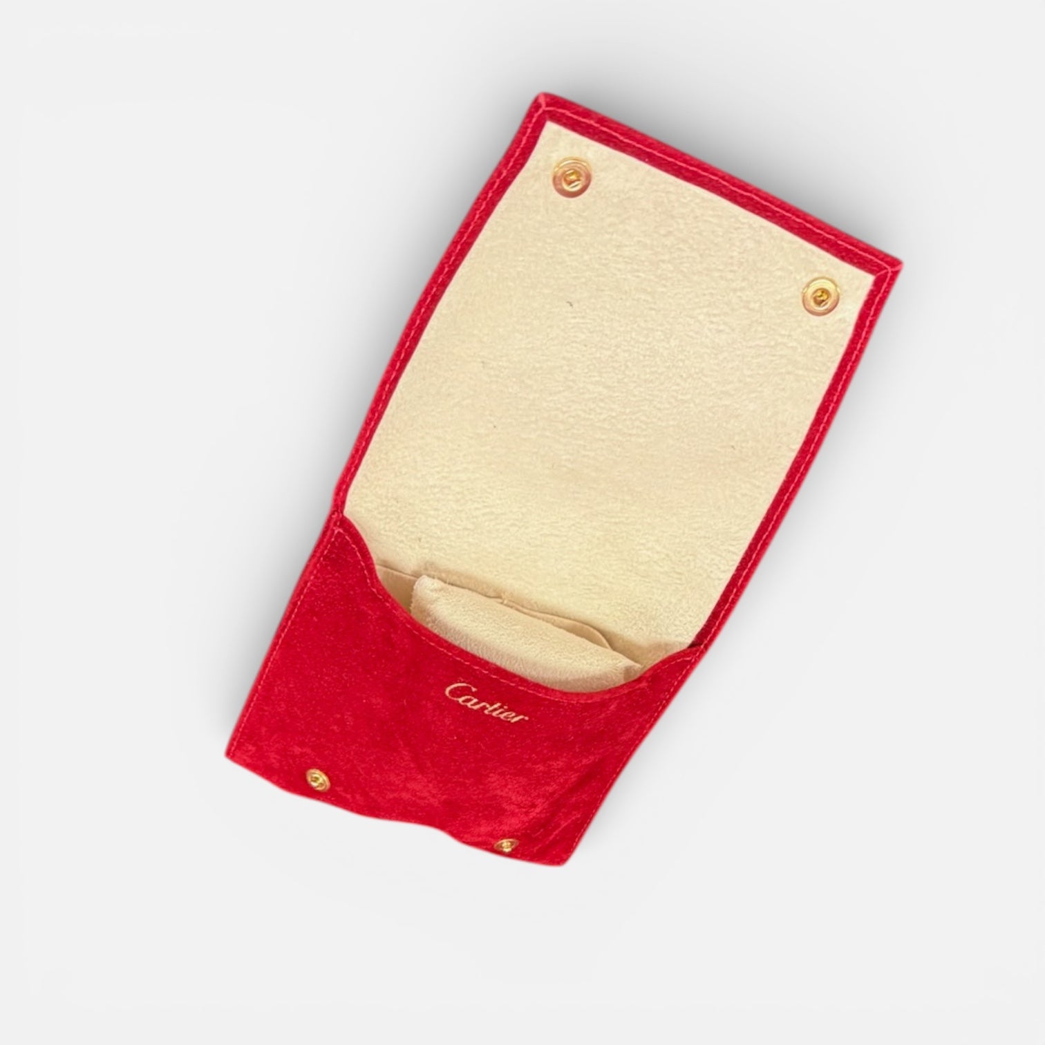 Cartier Red and Cream Suede Jewelry /Watch Pouch